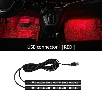 LED Car Interior Foot Strip Light USB