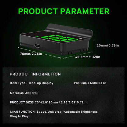 HUD Digital Speedometer - Windshield Display