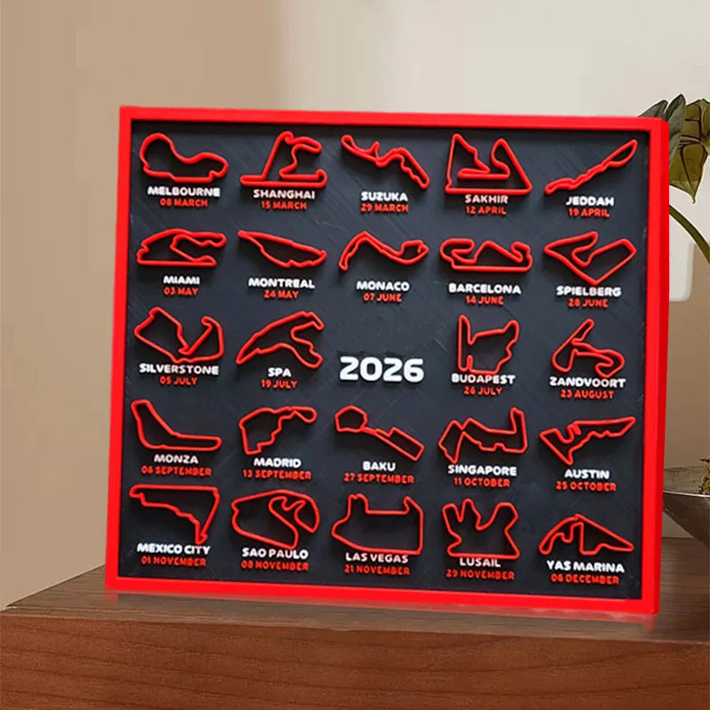 2026 F1 Racing Calendar — 3D Printed Season Map