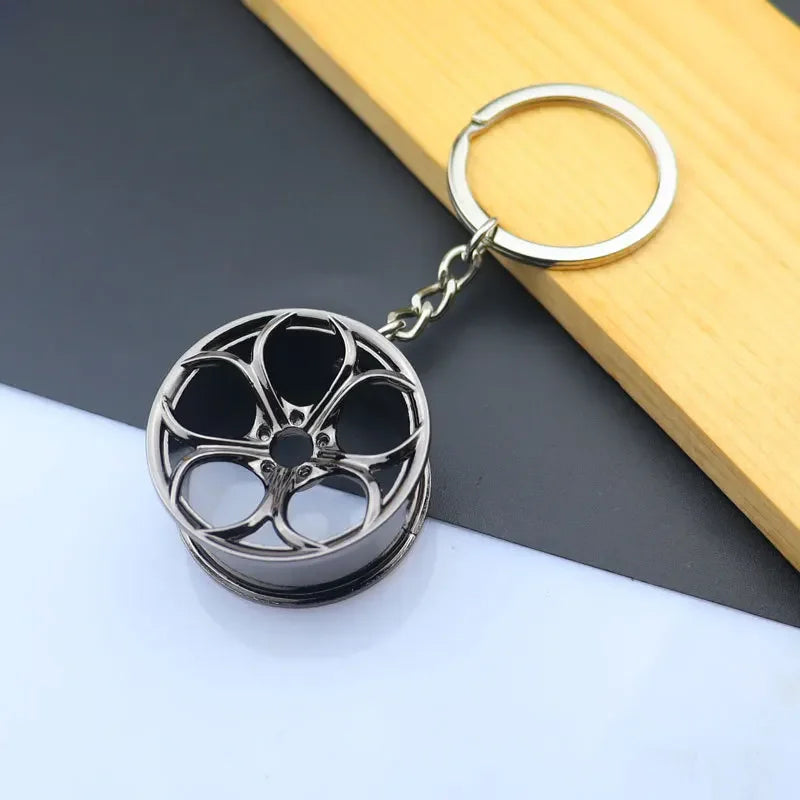 Mini Car Wheel Keychain Metal Keyring