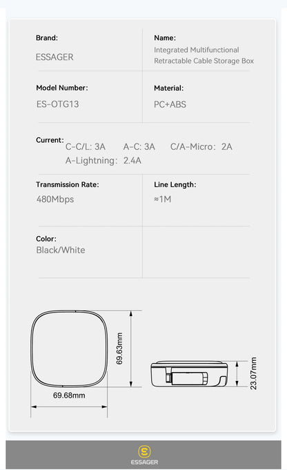 Essager USB-C Cable 60W PD with Storage Box
