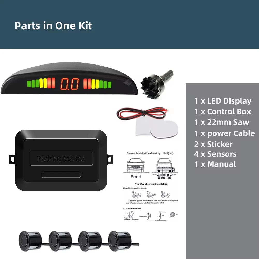 LED Parking Sensor Kit 4 Sensors