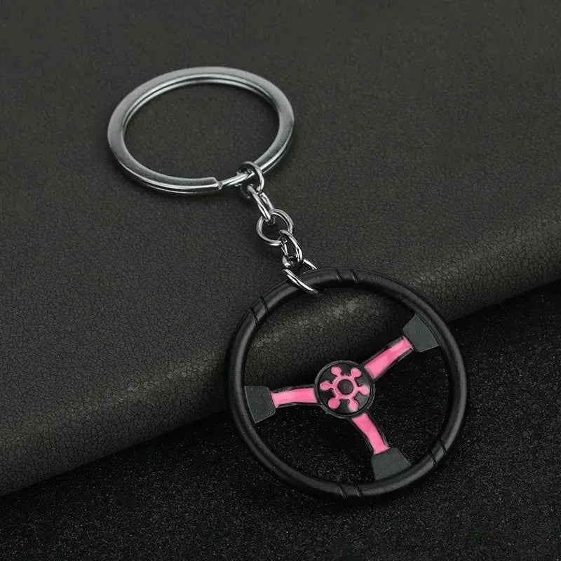 Mini Car Wheel Keychain Metal Keyring