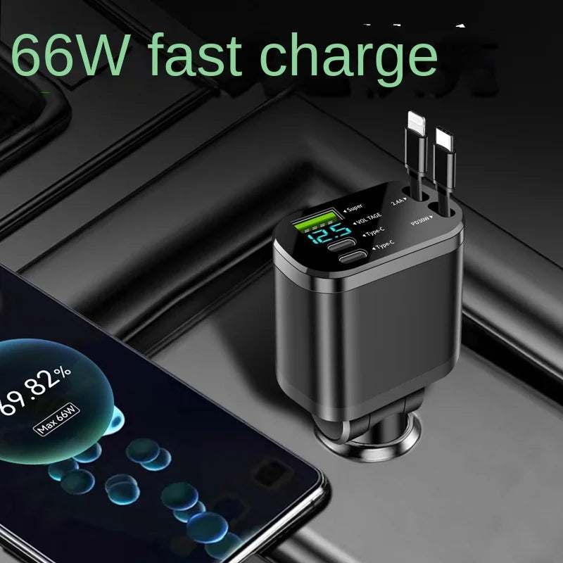 5-in-1 Retractable Fast Car Charger 100W PD