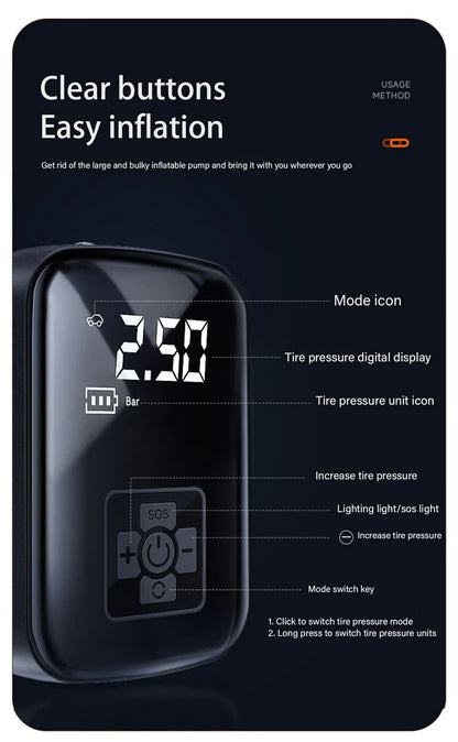 Wireless Electric Tire Inflator Air Pump