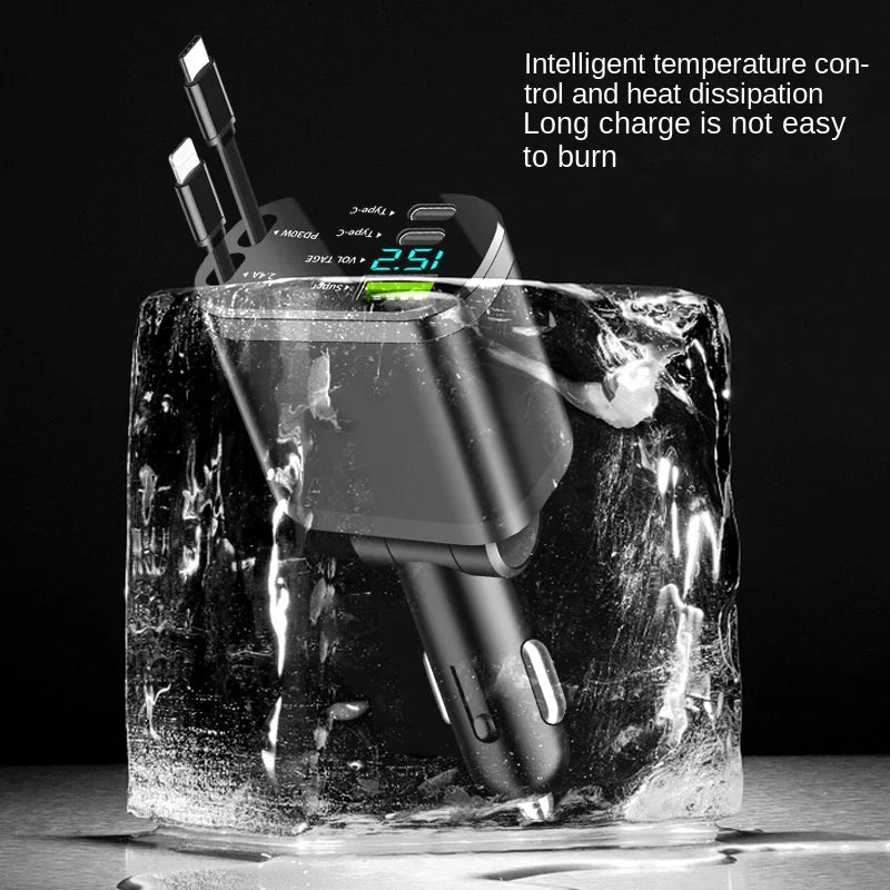 5-in-1 Retractable Fast Car Charger 100W PD