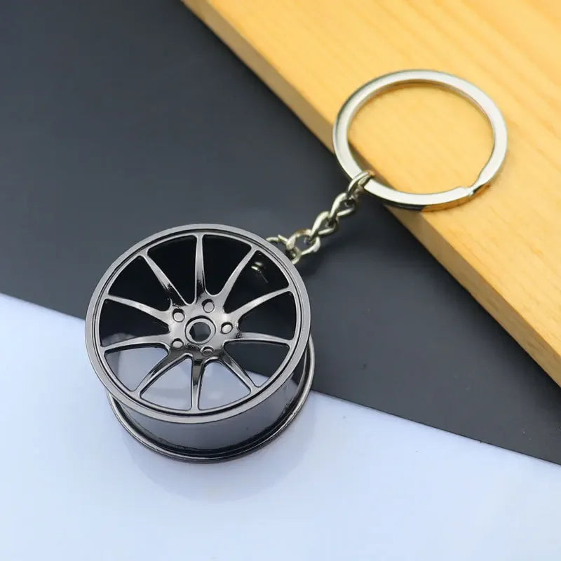Mini Car Wheel Keychain Metal Keyring
