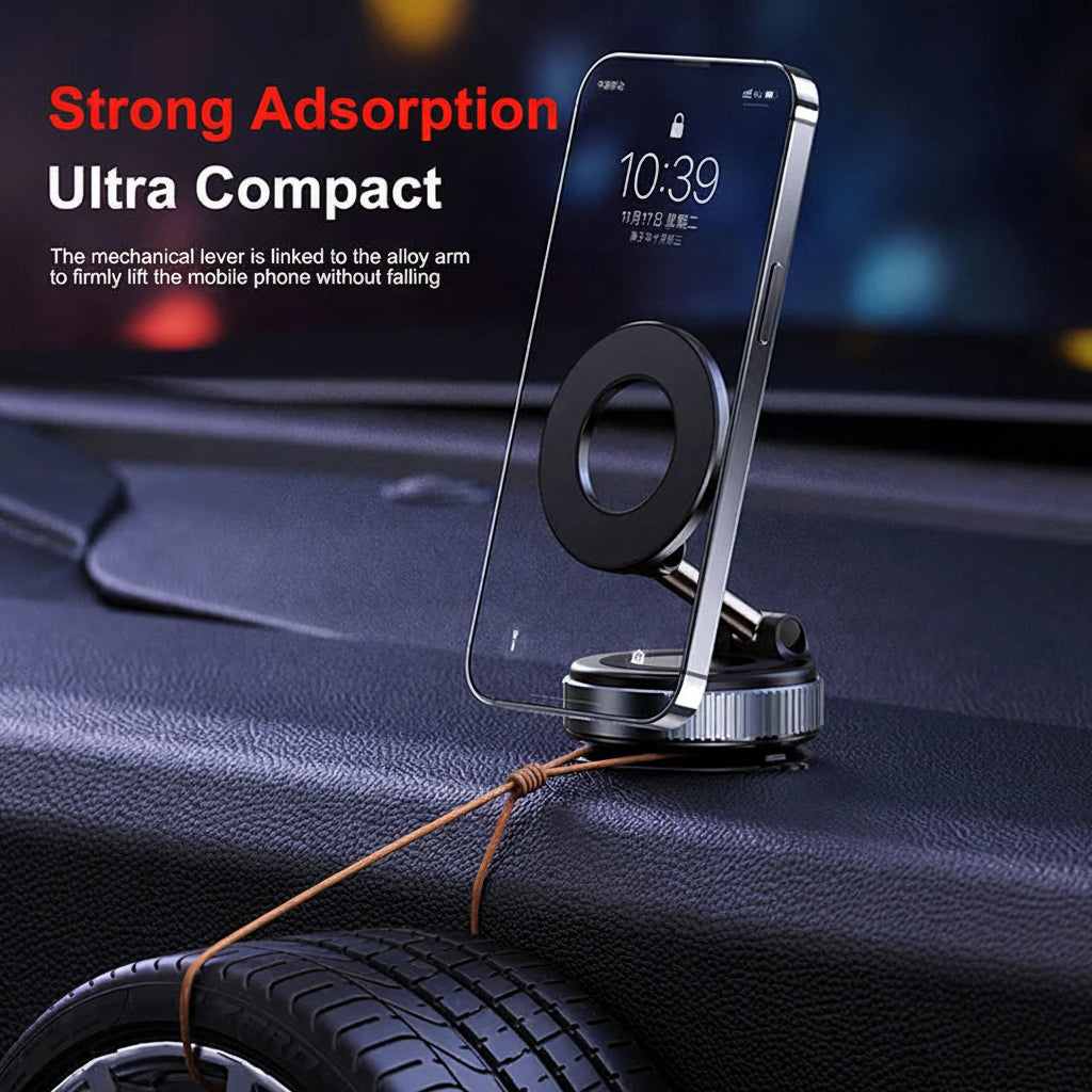 360° Magnetic Car Phone Mount – Anti-Vibration, Foldable & Universal