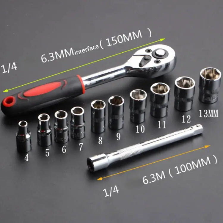 12-Piece Wrench Socket Set Multi-Tool Kit