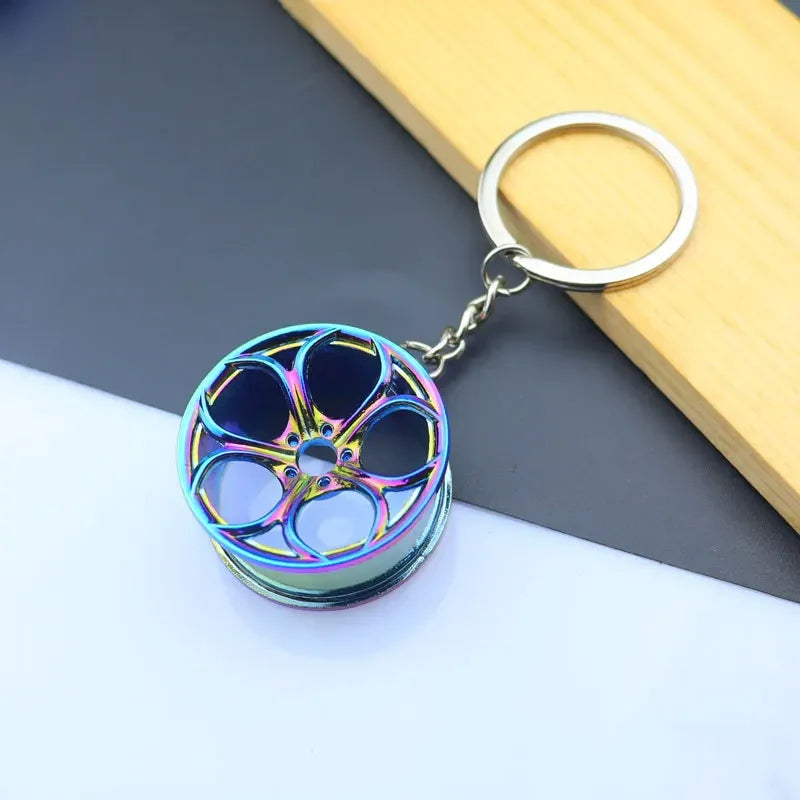 Mini Car Wheel Keychain Metal Keyring